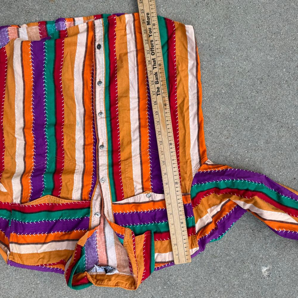 Vintage 90s Rodeo Desert Southwest Stripe Cowgirl Western Rodeo Shirt Volup 1X - Picture 7 of 9